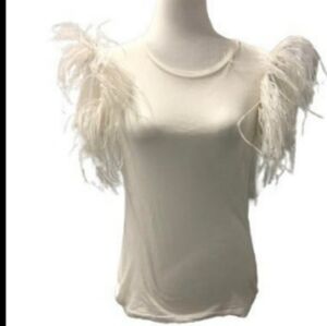 NWT Pencey Faux Feather Trim Tee Shirt Sz XS